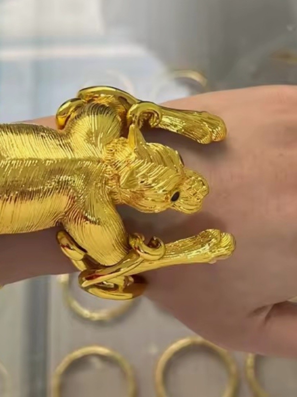 Source Unknown Gold-tone Lion Cuff Bracelet & Ring